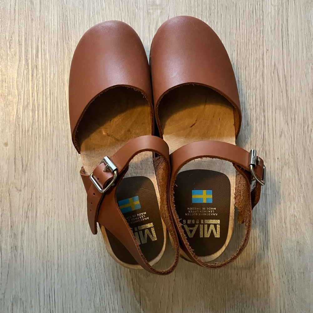 MIA Brown Leather Clogs